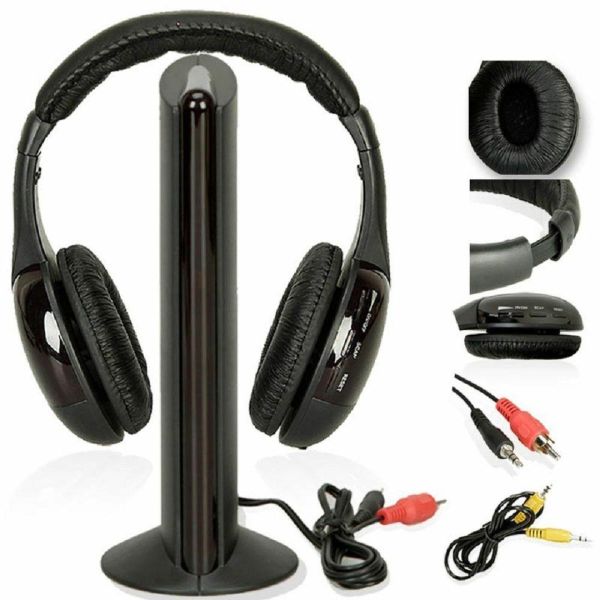Навушники з мікрофоном бездротові 5 в 1 Mh2001 Black + FM радіо Wireless, mp3 pc tv,