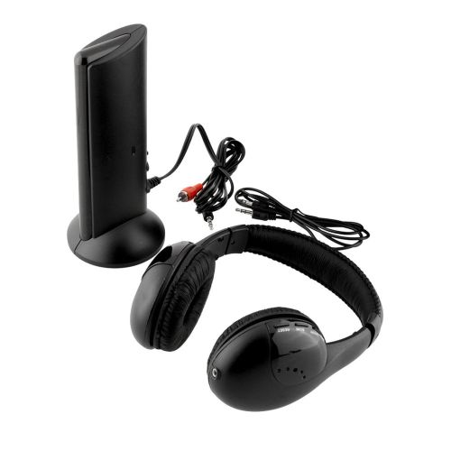 Наушники с микрофоном беспроводные 5 в 1 MH2001 Black + FM радио Wireless,  mp3 pc tv,
