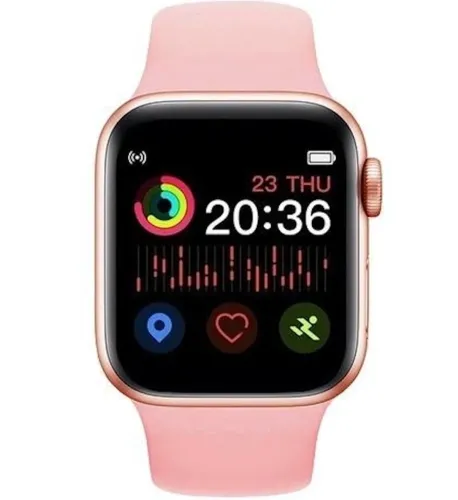 Наручний Смарт годинник Smart Watch T500 Спортивні з мікрофоном тонометром IP67 Aluminium 44mm Розумні годинник з функцією фітнесу та здоров'я рожеві