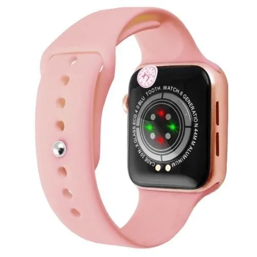 Наручний Смарт годинник Smart Watch T500 Спортивні з мікрофоном тонометром IP67 Aluminium 44mm Розумні годинник з функцією фітнесу та здоров'я рожеві