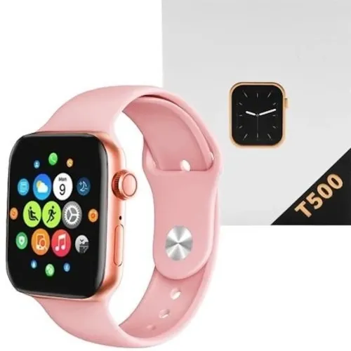 Наручний Смарт годинник Smart Watch T500 Спортивні з мікрофоном тонометром IP67 Aluminium 44mm Розумні годинник з функцією фітнесу та здоров'я рожеві