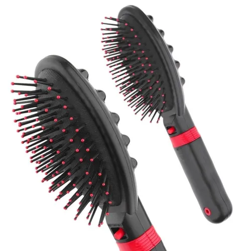 Електрична масажна гребінець Massage Hair Brush RM-709 для випрямлення волосся, гребінець-вібромасажер для будь-якого типу волосся Чорна