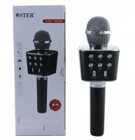 Бездротовий караоке мікрофон WSTER WS - 1688 Bluetooth USB AUX FM з вбудованою колонкою і 5 тембрами голосу на акумуляторі з динаміком Ws1688 Чорний