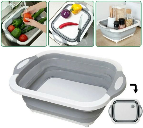 Складная разделочная доска Chopping Board 4 в 1 для мытья и резки овощей с сливным отверстием миска Chopper