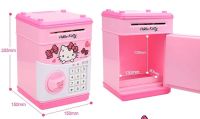 Детская электронная копилка сейф Hello Kitty с купюроприемником, электросейф для денег кодовым замком розовая