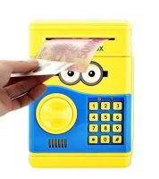 Дитяча електронна скарбничка сейф Minion з купюроприймачем для грошей з кодовим замком, електросейф міньйон з пін-кодом для купюр і монет Жовтий