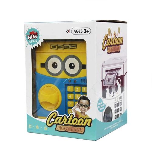 Дитяча електронна скарбничка сейф Minion з купюроприймачем для грошей з кодовим замком, електросейф міньйон з пін-кодом для купюр і монет Жовтий