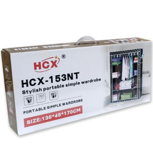 Складаний тканинний шафа для одягу HCX-153NT на 3 секції 130х45х170 см потрійний каркасний для речей Y-68150 шафа органайзер 68130