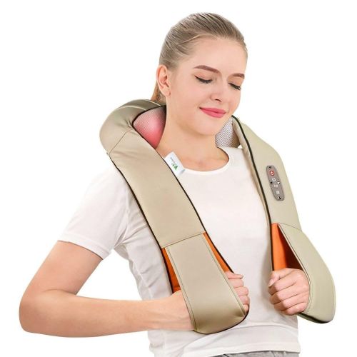 Роликовий масажер для шиї, плечей і спини Massager of Neck Kneading з прогріванням і пультом, шиацу, на плечі