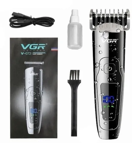 Бездротова машинка для стрижки USB VGR V-072 з регулювальною насадкою VGR V-072, Водонепроникний акумуляторний тример бритва з LED дисплеєм 5W