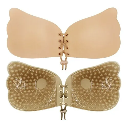 Силіконовий невидимий бюстгальтер Fly Bra Butterfly з ефектом Риѕһ Up ліфчик невидимка фіксація грудей без бретелей, бежевий тілесний чорний флай бра