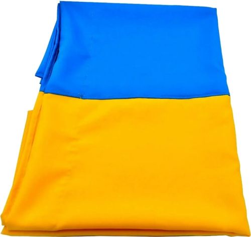 Великий тканинний прапор України 145х90 см жовто-синій, український з кишенею для флагштока на стіну, держак, жовтий з синім 145 х 90 BookOpt габардин