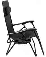 Розкладний шезлонг лежак Homart ZGC-001 Zero Gravity XXL до 150 кг з підсклянником, Садове складне крісло розкладачка Bonro 167A Чорний