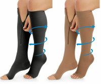 Компресійні гольфи від варикозу Zip Sox, облягаючі лікувальні панчохи, шкарпетки для фіксації щиколоток Зіп Сокс зі змійкою, чорні S / M, L / XL