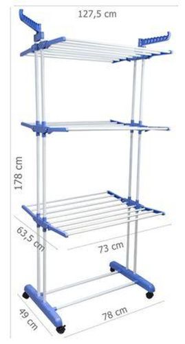 Складная стойка, сушилка для одежды, белья 3 Tiers Garment Rack With Wheels K12-120 металическая Так Удобно Dreamland