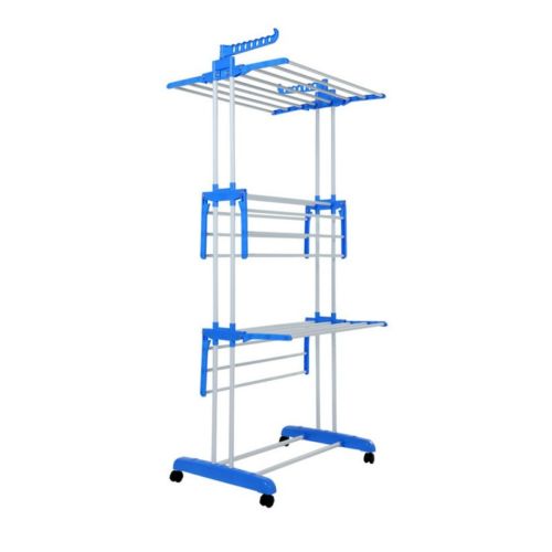 Складная стойка, сушилка для одежды, белья 3 Tiers Garment Rack With Wheels K12-120 металическая Так Удобно Dreamland