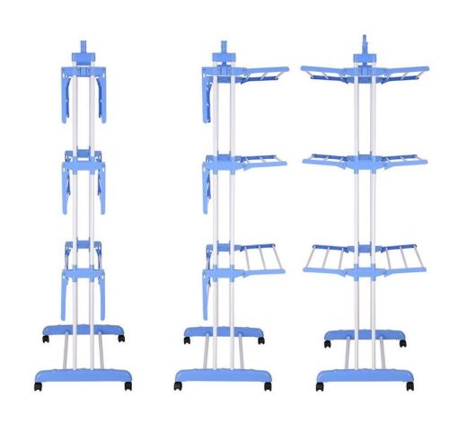 Складная стойка, сушилка для одежды, белья 3 Tiers Garment Rack With Wheels K12-120 металическая Так Удобно Dreamland