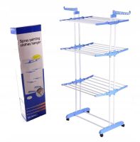 Складная стойка, сушилка для одежды, белья 3 Tiers Garment Rack With Wheels K12-120 металическая Так Удобно Dreamland