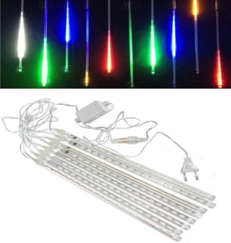 Вулична Led Гірлянда Meteor 8шт Метеоритний дощ RGB танучі бурульки кольорова, падаючий сніг 60см мульти Бурулька