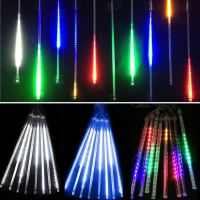 Вулична Led Гірлянда Meteor 8шт Метеоритний дощ RGB танучі бурульки кольорова, падаючий сніг 60см мульти Бурулька