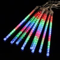 Вулична Led Гірлянда Meteor 8шт Метеоритний дощ RGB танучі бурульки кольорова, падаючий сніг 60см мульти Бурулька