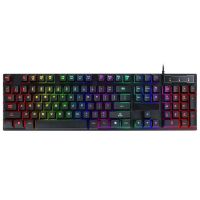 USB дротова геймерська комп'ютерна клавіатура Landslides KR - 6300 з RGB Led підсвічуванням ATLANFA AT-6300, повнорозмірна мембранна Чорна