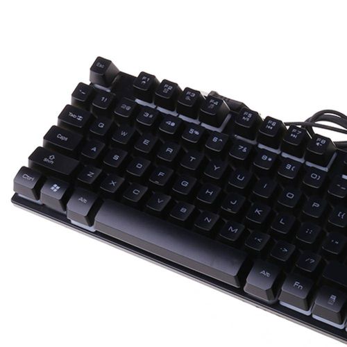 USB дротова геймерська комп'ютерна клавіатура Landslides KR - 6300 з RGB Led підсвічуванням ATLANFA AT-6300, повнорозмірна мембранна Чорна