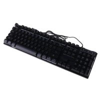 USB дротова геймерська комп'ютерна клавіатура Landslides KR - 6300 з RGB Led підсвічуванням ATLANFA AT-6300, повнорозмірна мембранна Чорна