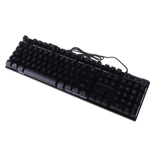 USB дротова геймерська комп'ютерна клавіатура Landslides KR - 6300 з RGB Led підсвічуванням ATLANFA AT-6300, повнорозмірна мембранна Чорна