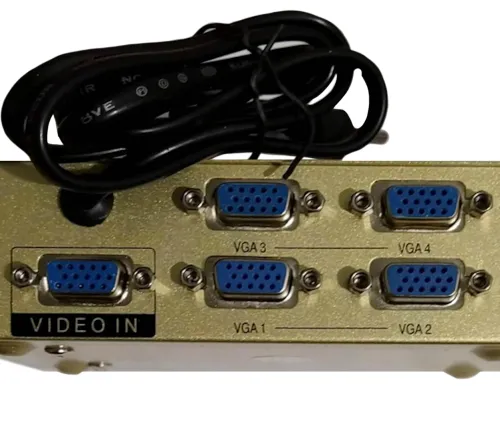 Сплиттер VGA KV-FJ1504A Splitter, Коммутатор 150MHz 4 Port Четыре порта с адаптером разветвитель VGA