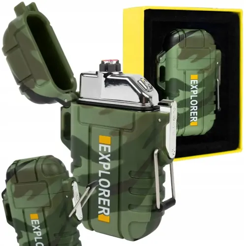 Электроимпульсная дуговая выдвижная зажигалка Explorer F13 две дуги от USB, Аккумуляторная электрозажигалка с защитой от ветра и пламенной дугой