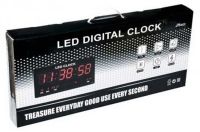 Настінні електронні годинники Clock JH-4622 Red з червоною LED підсвічуванням, Настільні цифрові Годинники червоні з датою і термометром від мережі