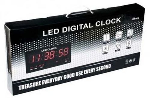 Настінні електронні годинники Clock JH-4622 Red з червоною LED підсвічуванням, Настільні цифрові Годинники червоні з датою і термометром від мережі