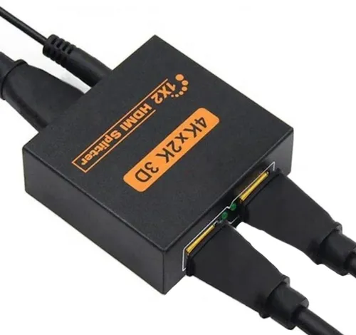 Двонаправлений комутатор розгалужувач відеосигналу Splitter 1x2 OEM HVS01 на 2 HDMI порту з підтримкою 4к, 2k, Активний спліттер 48512 Чорний