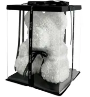 Маленький мишка из искусственных 3D роз Teddy Bear de Luxe 25 см White, белый медведь Тедди