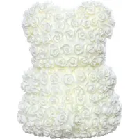 Маленький мишка из искусственных 3D роз Teddy Bear de Luxe 25 см White, белый медведь Тедди