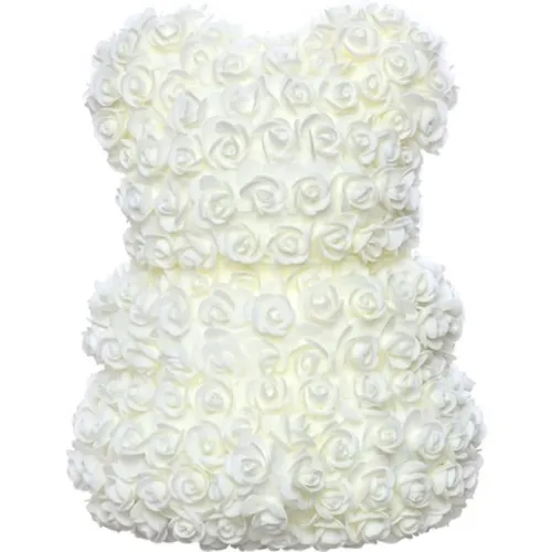 Маленький мишка из искусственных 3D роз Teddy Bear de Luxe 25 см White, белый медведь Тедди