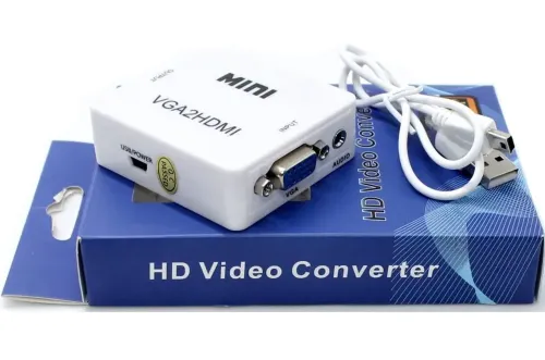 Конвертер переходник VGA на HDMI активный адаптер со звуком и внешним питанием VGA-HDMI Аудио вход 3.5 mm Converter Mini 1080P
