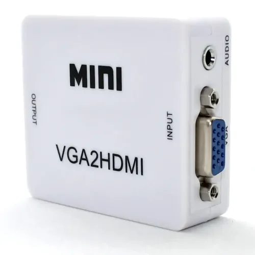 Конвертер переходник VGA на HDMI активный адаптер со звуком и внешним питанием VGA-HDMI Аудио вход 3.5 mm Converter Mini 1080P