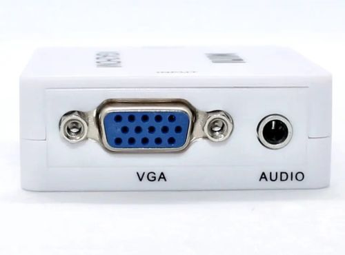 Конвертер перехідник VGA на AV RCA тюльпан, Універсальний Активний адаптер зі звуком і зовнішнім живленням VGA-AV аудіо 3.5 mm Converter Mini 1080P