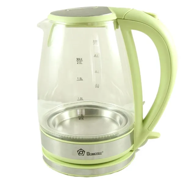Скляний електрочайник Domotec MS-8112 Green 2200W 2.2 л, чайник електричний з кольоровою rgb підсвіткою