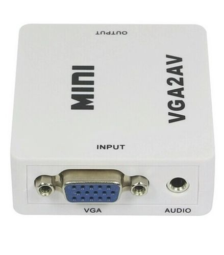 Конвертер перехідник VGA на AV RCA тюльпан, Універсальний Активний адаптер зі звуком і зовнішнім живленням VGA-AV аудіо 3.5 mm Converter Mini 1080P