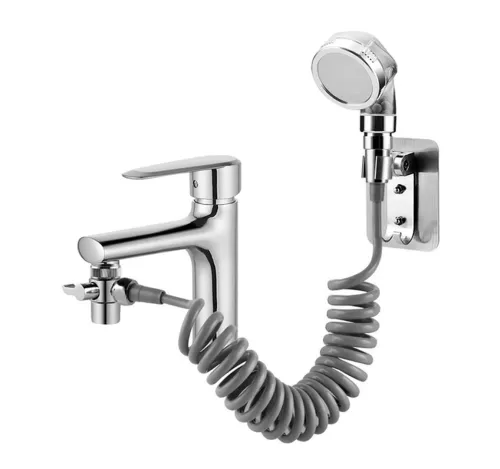 Душова насадка на кран Mix Shower Mini з гнучким шлангом і кріпленням на змішувач, Душовий комплект з адаптером аератором для підключення душа