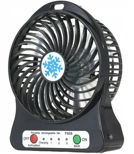 Настольный мини вентилятор Mini Fan XSFS-01 USB с аккумулятором 4.5W Black, портативный охладитель воздуха на подставке с Led фонариком Черный