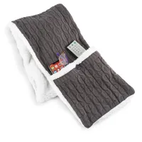 Зимняя двухсторонняя безрукавка шарф с карманами Huggle Pocket Scarf на флисе, Мягкий домашний плюшевый шарф жилетка на пуговицах Серый