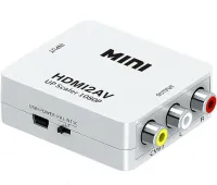Активний конвертер перехідник HDMI на AV RCA AV P42 тюльпан зі звуком і зовнішнім живленням, Універсальний адаптер HDMI-AV Converter Mini 1080P Білий