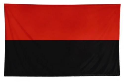 Великий тканинний прапор ОУН УПА 145Х90 см червоно-чорний, з кишенею для флагштока на стіну, держак, чорний з червоним 145 х 90 BookOpt габардин