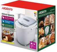Електрична хлібопічка Ardesto BMG-750 500W для домашнього випікання хліба, хлібопічка з LCD дисплеєм 12 режимів до 750 грам від мережі 220V Біла