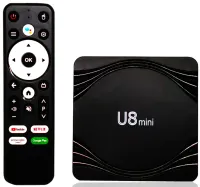 Смарт приставка Smart TV Box U8 Mini 4Gb/32GB Android з пультом, ТВ медіаплеєр 4K Андроїд з вбудованим Wi-Fi модулем для телевізора Чорна