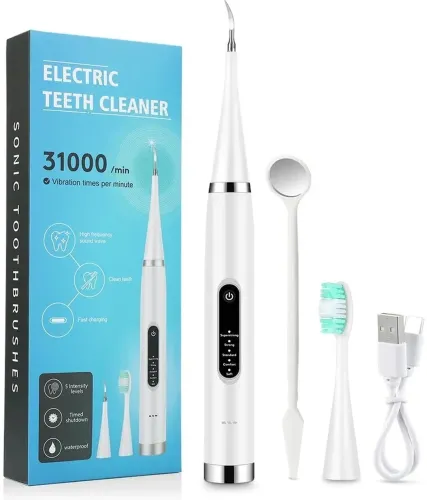 Електрична зубна щітка скалер Electric Teeth Cleaner MAG-780 ультразвукова для чищення зубів і видалення зубного каменю з дзеркалом 5 режимів Біла
